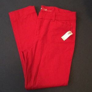 Red Old Navy Pixie Pants.